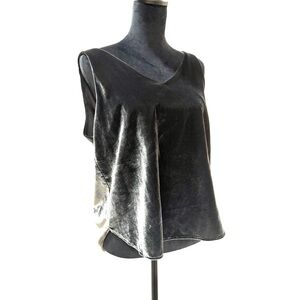 Loft Velvet Sleeveless V-Neck Top, Charcoal Gray